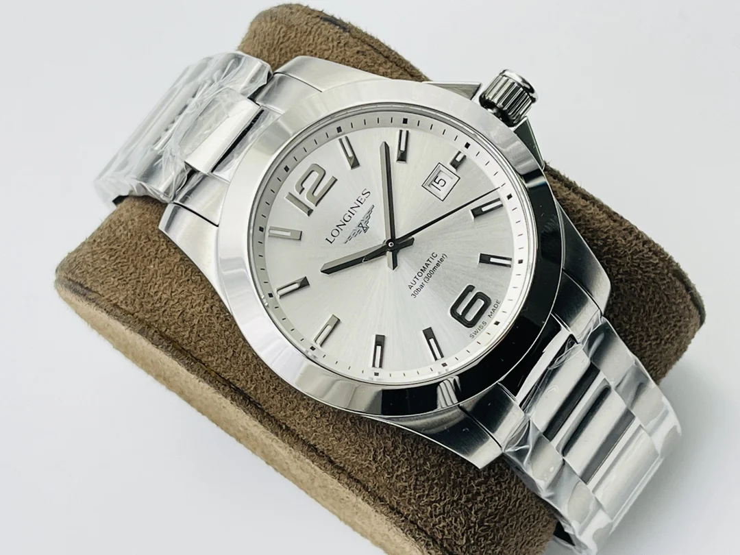 Longines Conquest Steel — photographed off the sweep