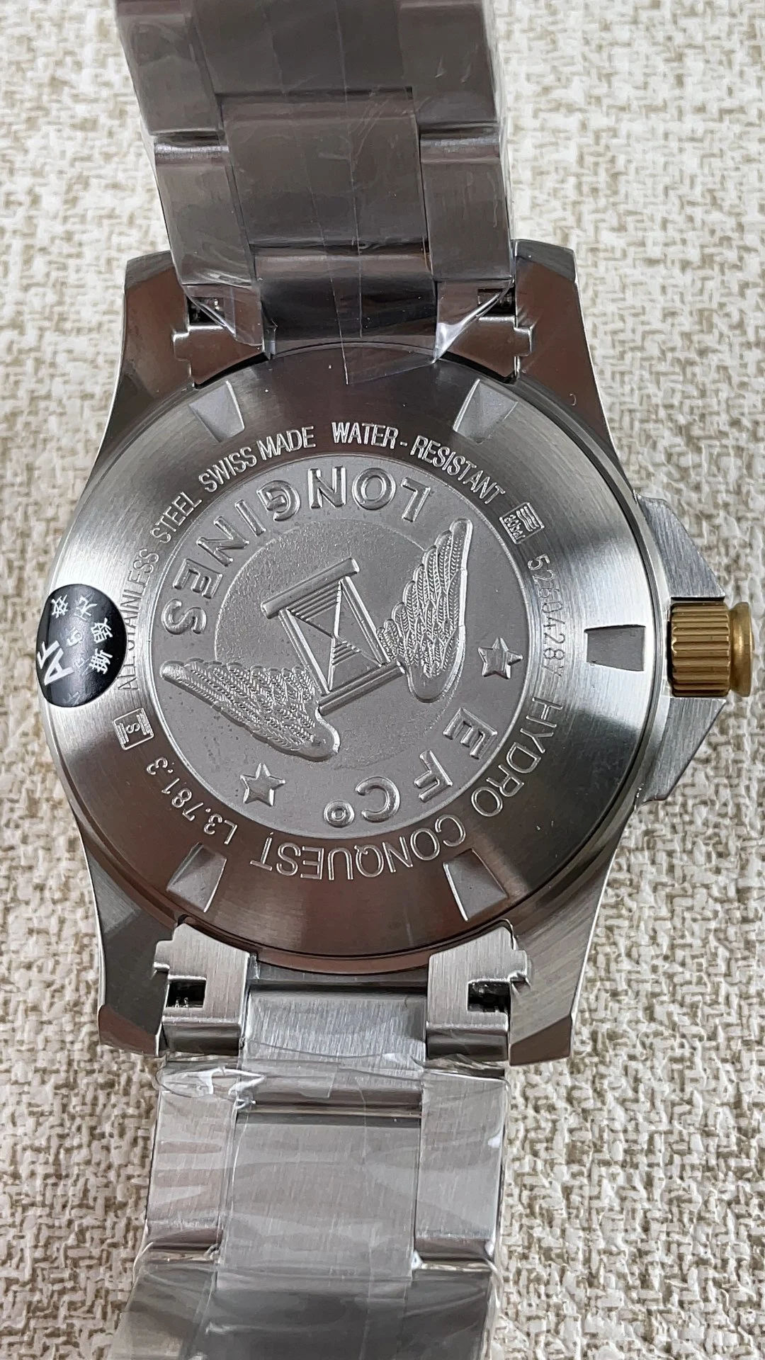 Longines Conquest Two-Tone Black Dial 41mm — photographed off the sweep