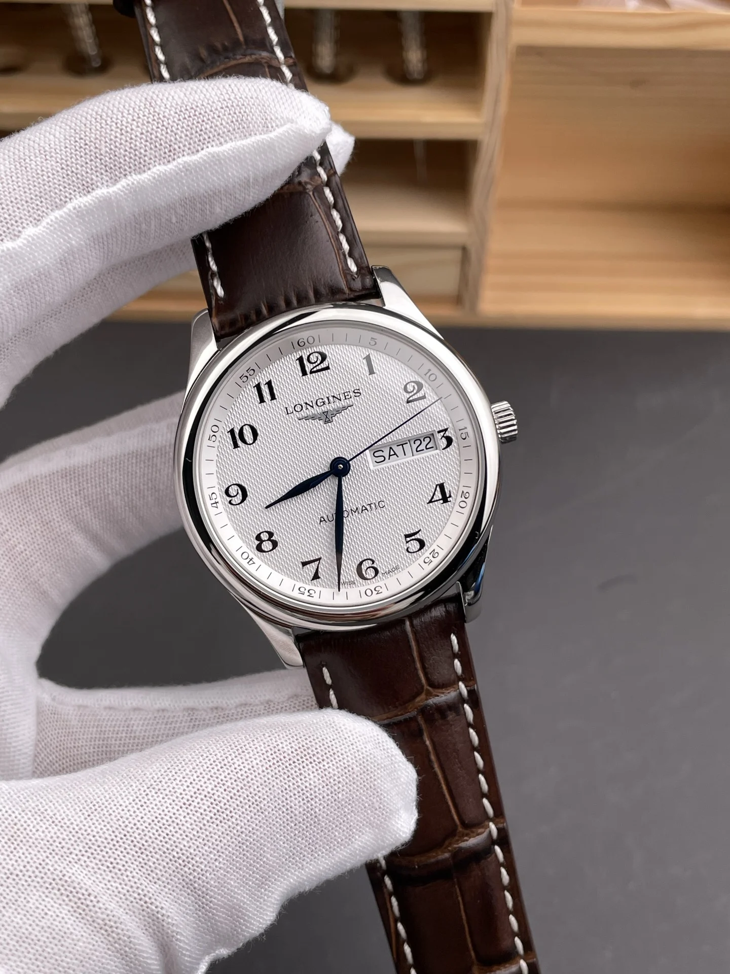 Longines Master Collection 38.5mm — photographed off the sweep