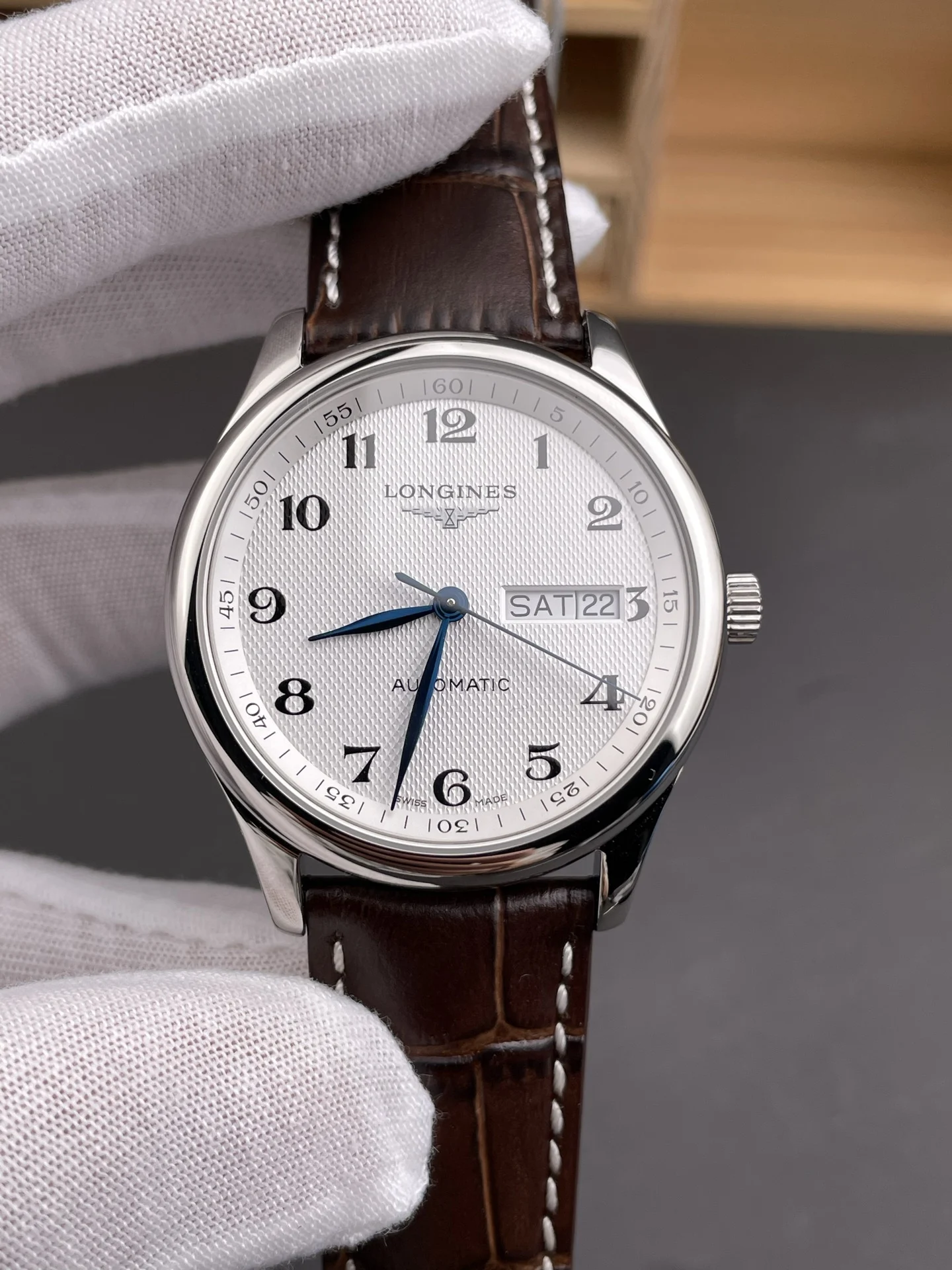 Longines Master Collection 38.5mm — photographed off the sweep