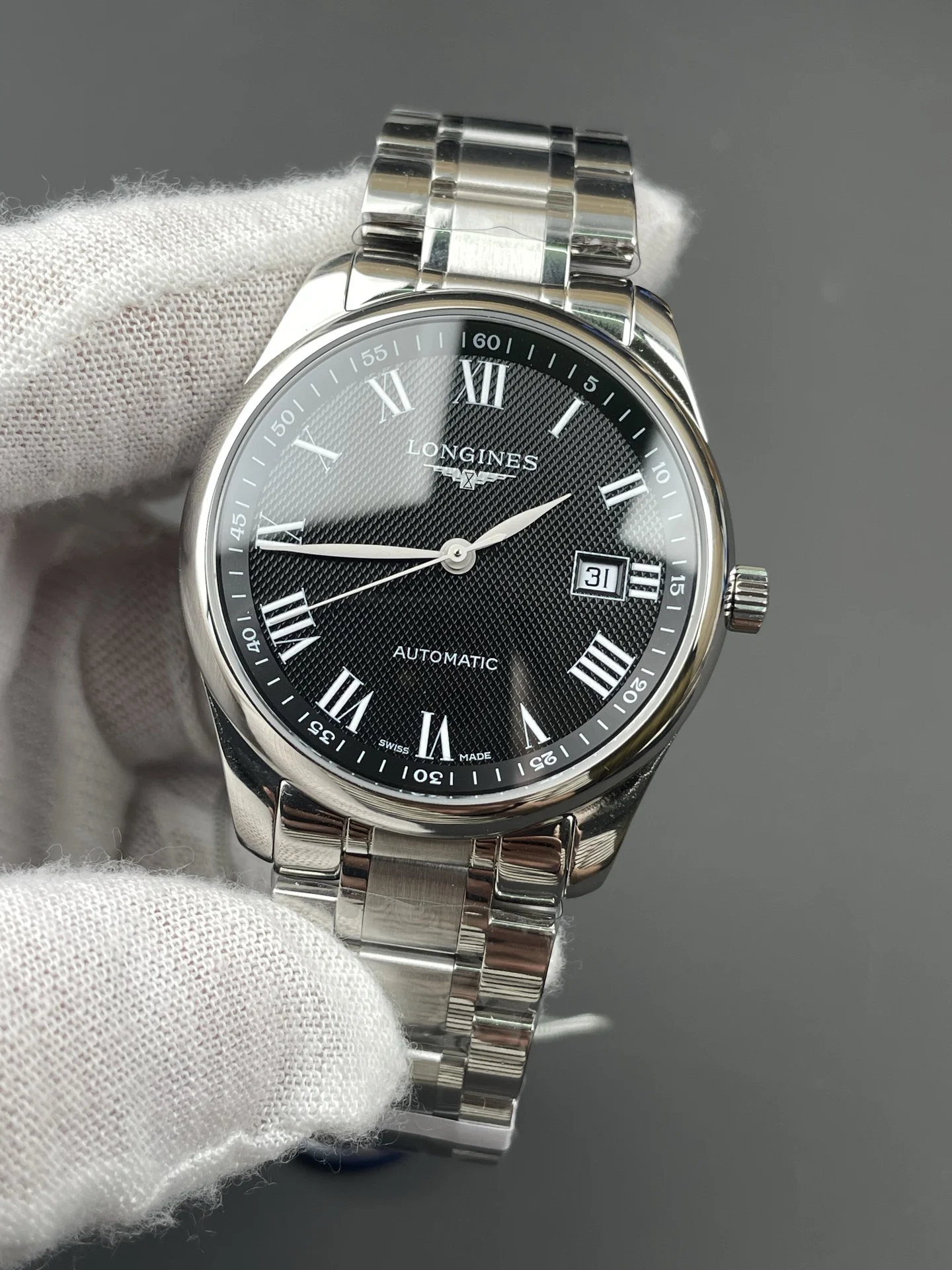 Longines Master Collection Black Dial 40mm — photographed off the sweep