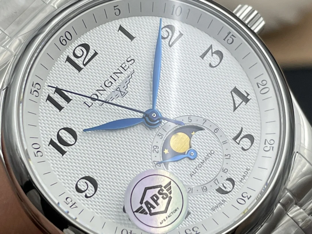 Longines Master Collection Moon Phase — photographed off the sweep