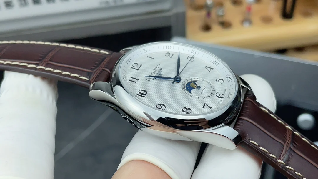 Longines Master Collection Moon Phase 42mm — photographed off the sweep