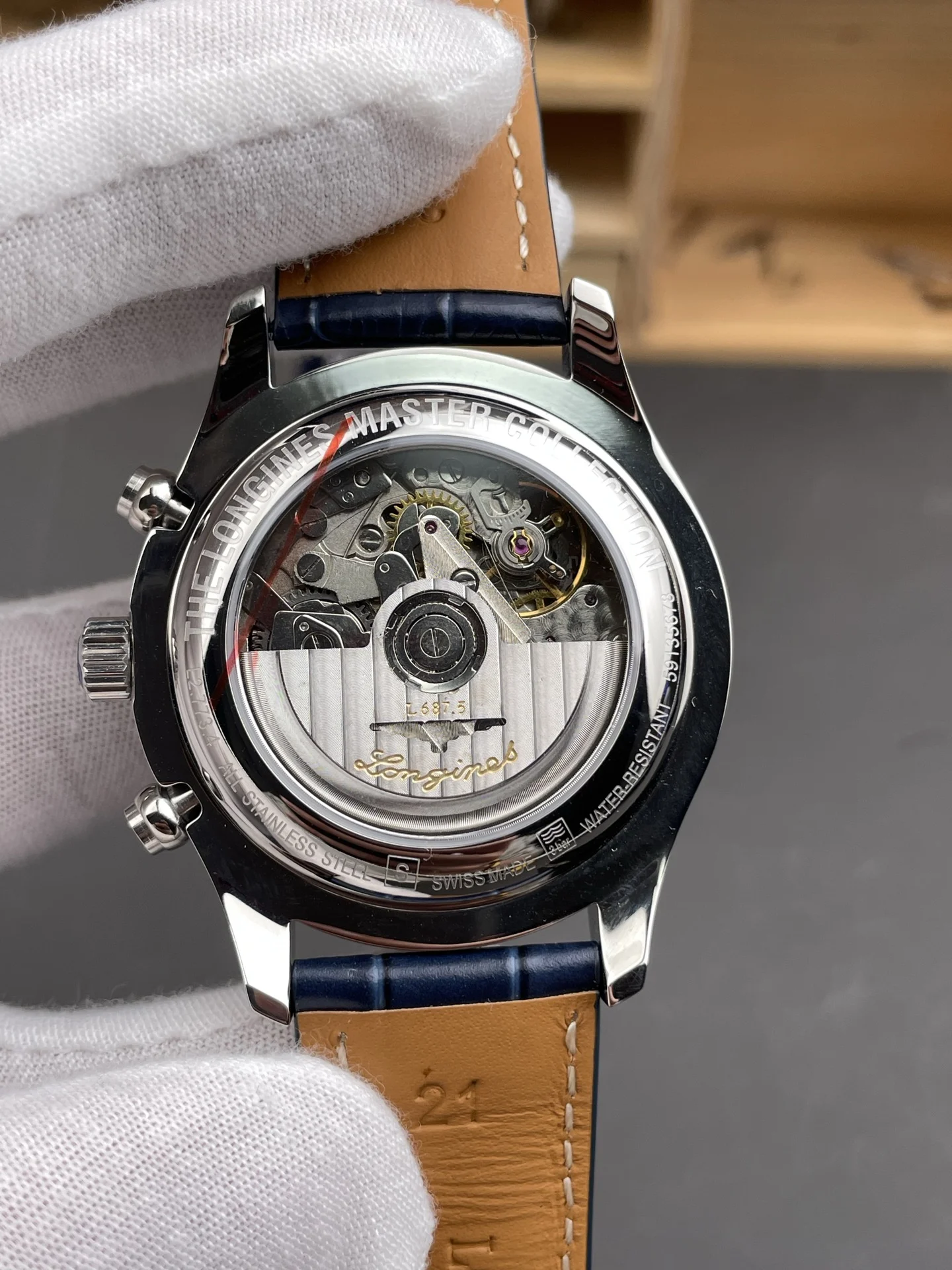 Longines Master Collection Moon Phase 42mm — photographed off the sweep