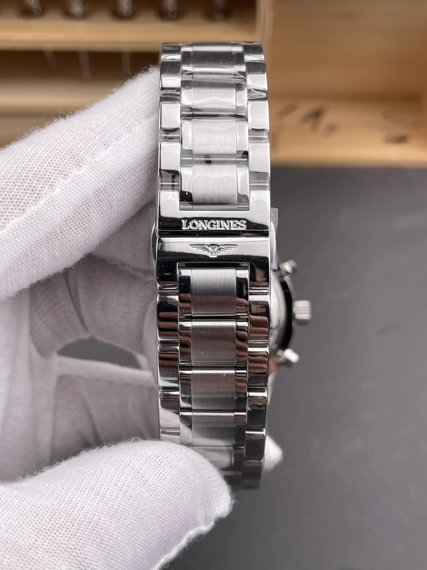 Longines Master Collection Moon Phase Blue Dial 42mm — photographed off the sweep