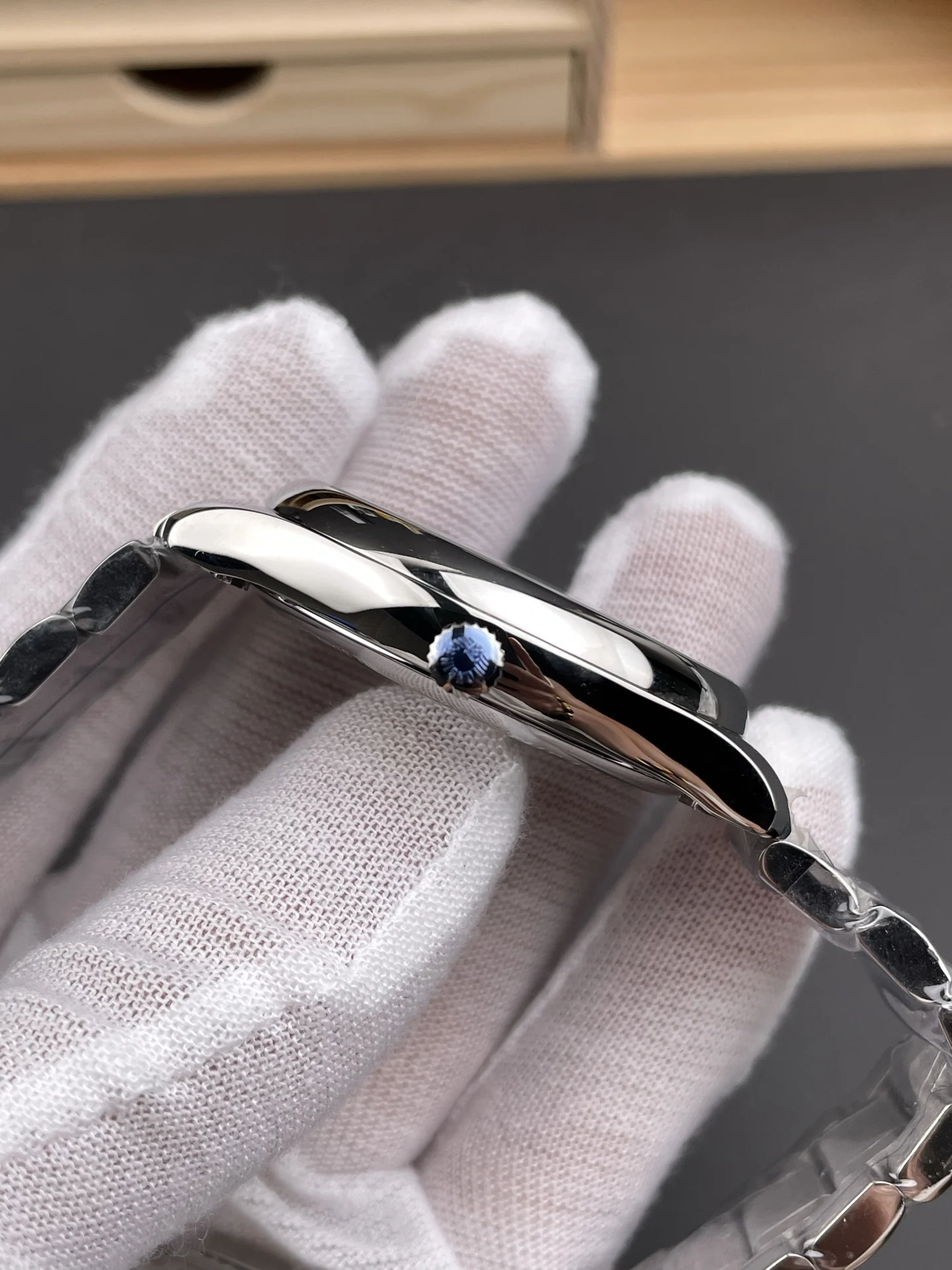 Longines Master Collection Moon Phase Blue Dial Diamond-Set 42mm — photographed off the sweep