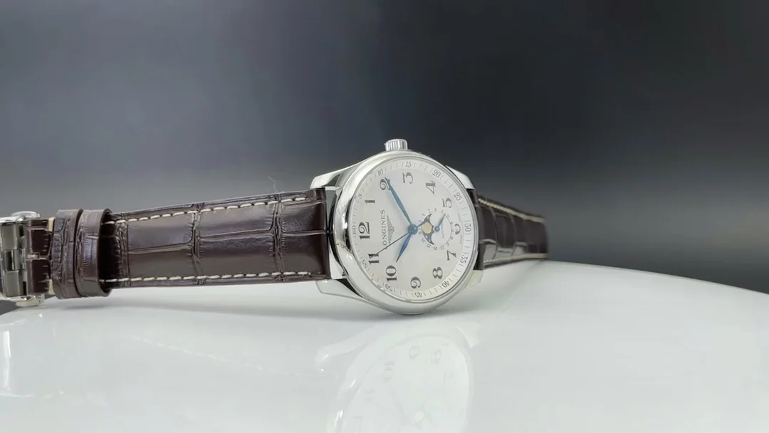 Longines Master Collection Moon Phase Steel 40mm — photographed off the sweep