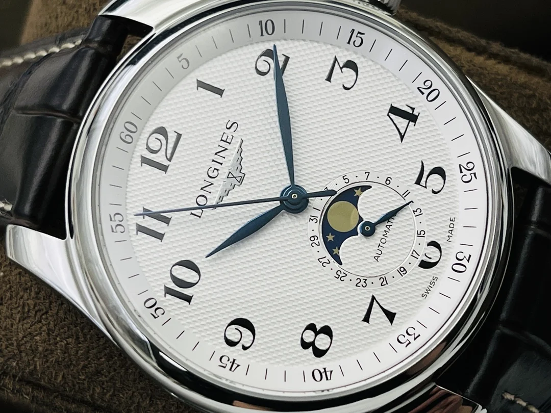 Longines Master Collection Moon Phase Steel 40mm — photographed off the sweep