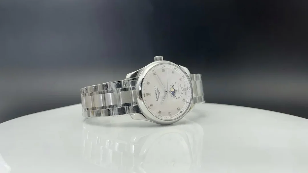 Longines Master Collection Moon Phase Steel 40mm — photographed off the sweep