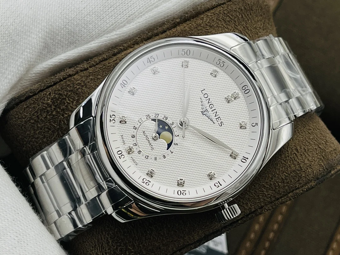 Longines Master Collection Moon Phase Steel 40mm — photographed off the sweep