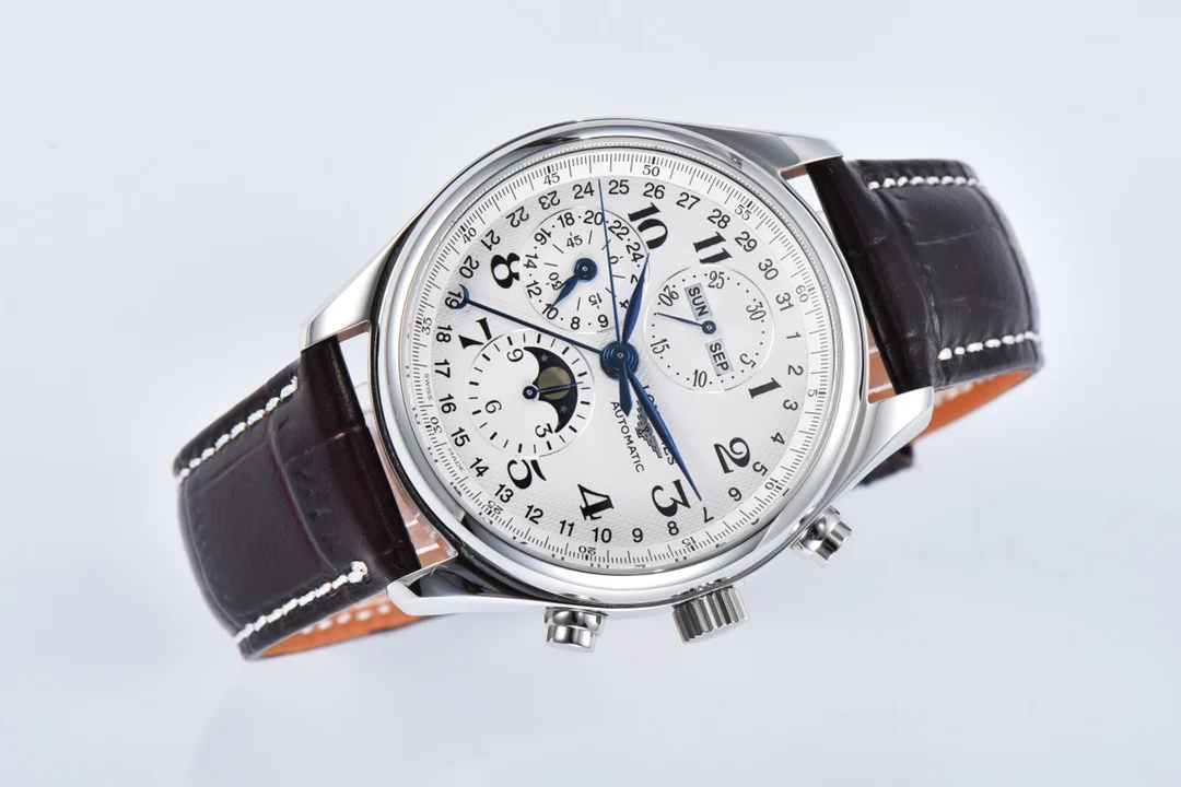 Longines Master Collection Moon Phase Steel 42mm — photographed off the sweep