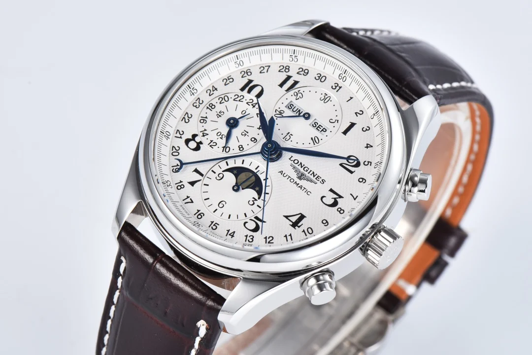 Longines Master Collection Moon Phase Steel 42mm — photographed off the sweep
