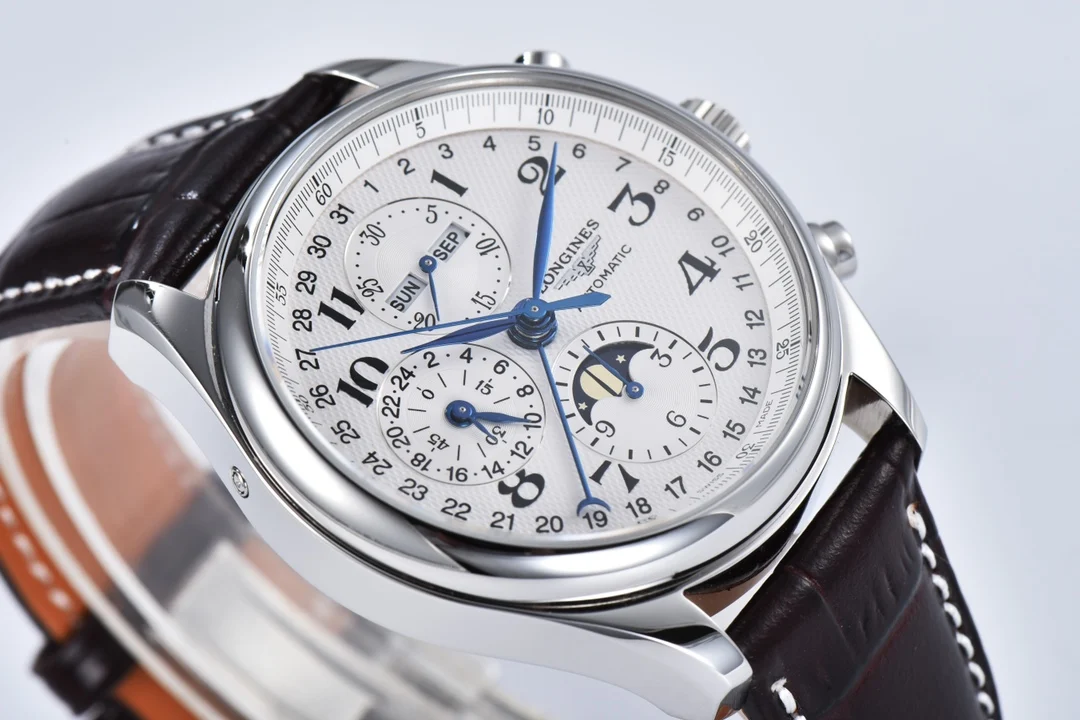 Longines Master Collection Moon Phase Steel 42mm — photographed off the sweep