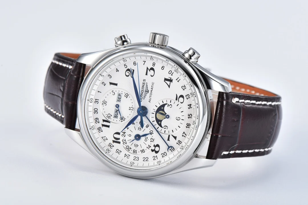 Longines Master Collection Moon Phase Steel 42mm — photographed off the sweep