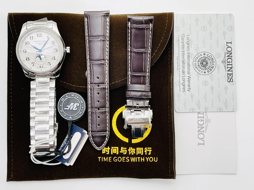Longines Master Collection Moon Phase Steel Black Dial — photographed off the sweep