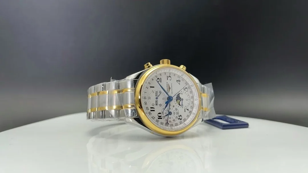 Longines Master Collection Moon Phase Steel Blue Dial 42mm — photographed off the sweep
