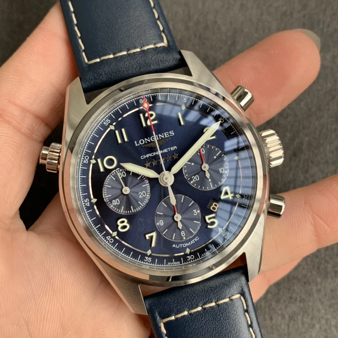 Longines Master Collection Moon Phase Steel Blue Dial 42mm — photographed off the sweep