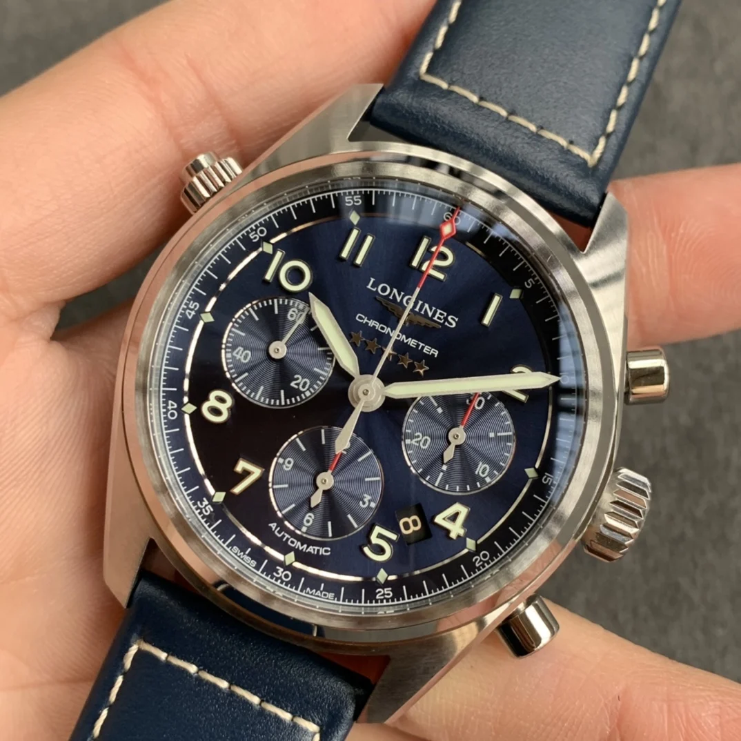 Longines Master Collection Moon Phase Steel Blue Dial 42mm — photographed off the sweep