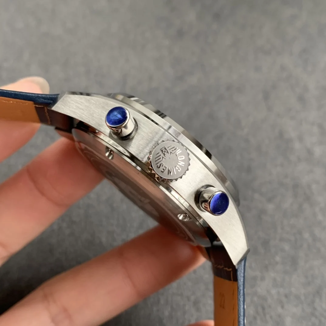 Longines Master Collection Moon Phase Steel Blue Dial 42mm — photographed off the sweep