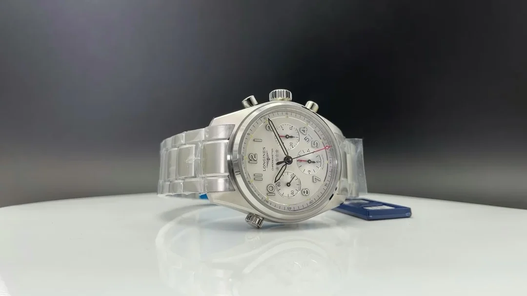 Longines Master Collection Moon Phase Steel Blue Dial 42mm — photographed off the sweep