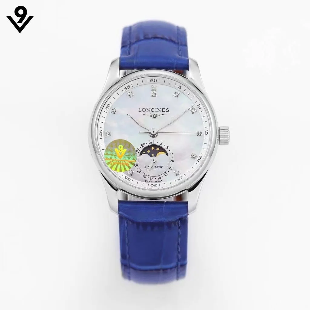 Longines Master Collection Moon Phase Steel White Dial — detail