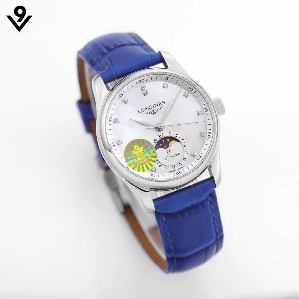 Longines Master Collection Moon Phase Steel White Dial — detail
