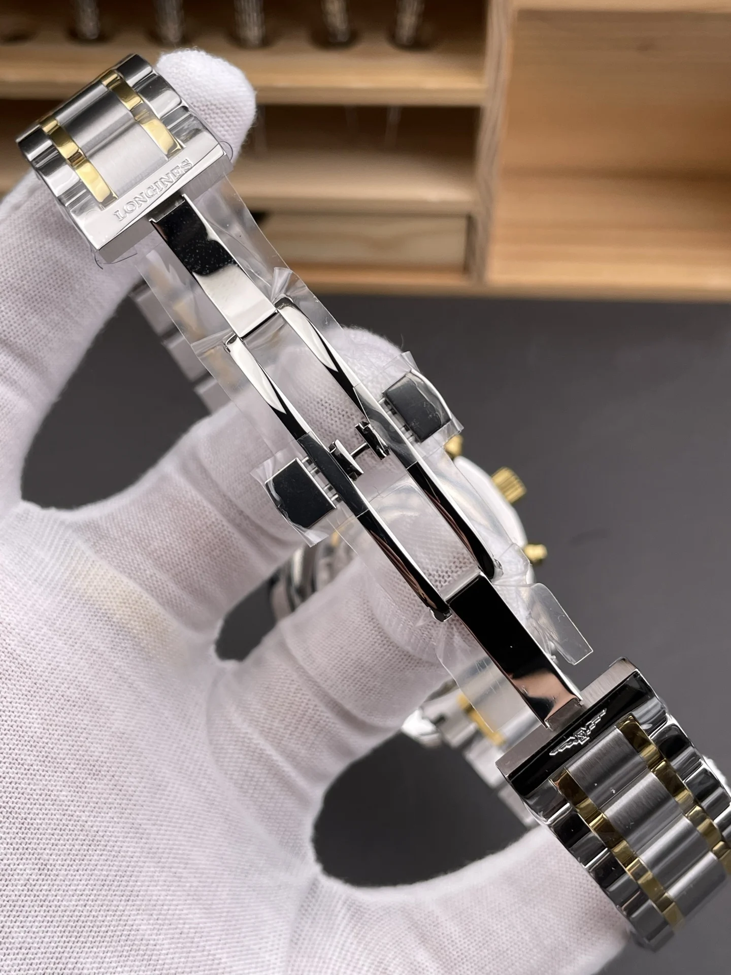 Longines Master Collection Moon Phase Two-Tone — photographed off the sweep
