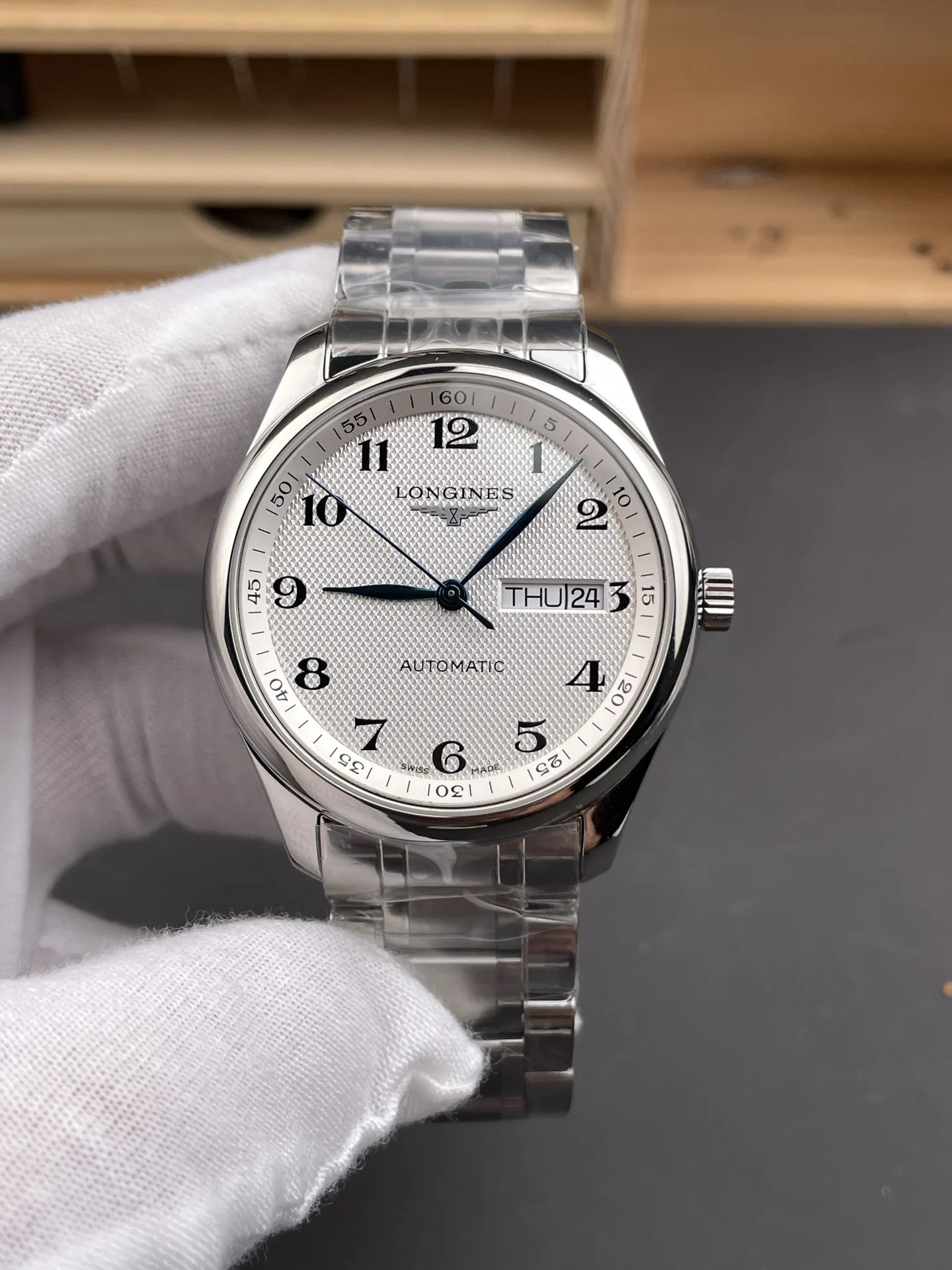 Longines Master Collection White Dial 40mm — photographed off the sweep
