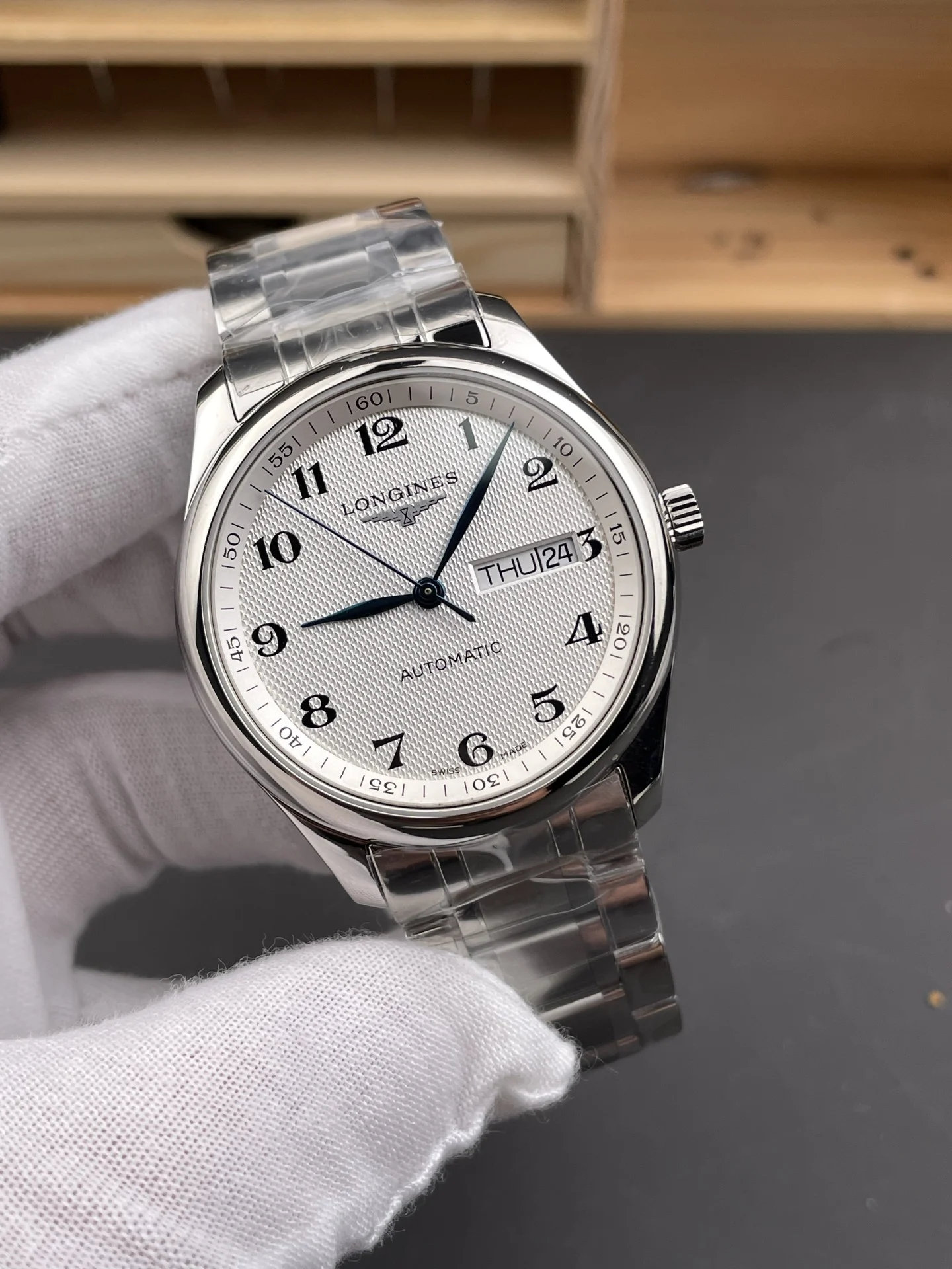 Longines Master Collection White Dial 40mm — photographed off the sweep