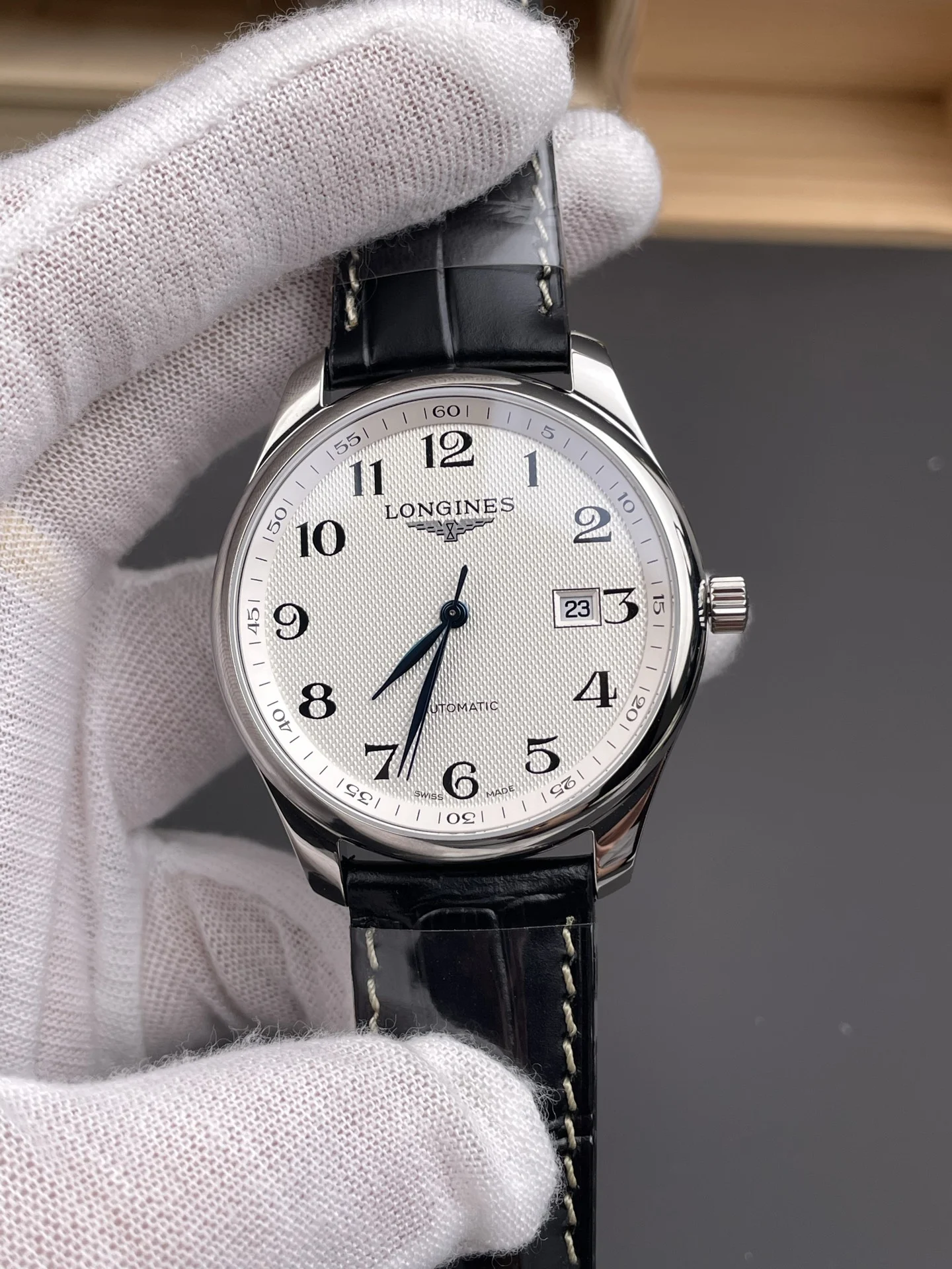 Longines Master Collection White Dial 42mm — photographed off the sweep