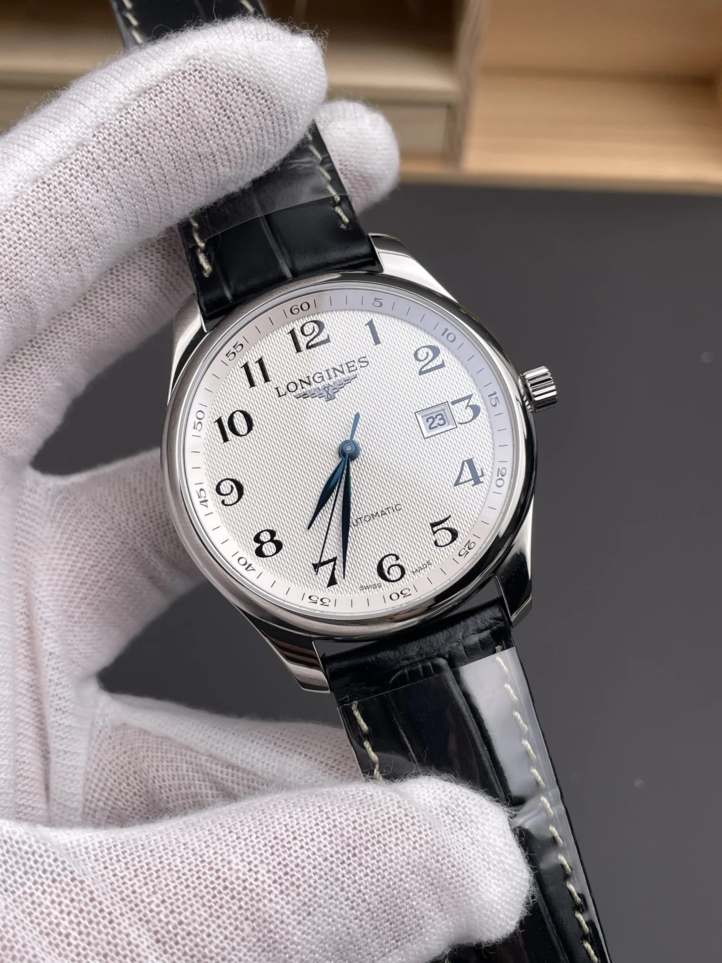 Longines Master Collection White Dial 42mm — photographed off the sweep