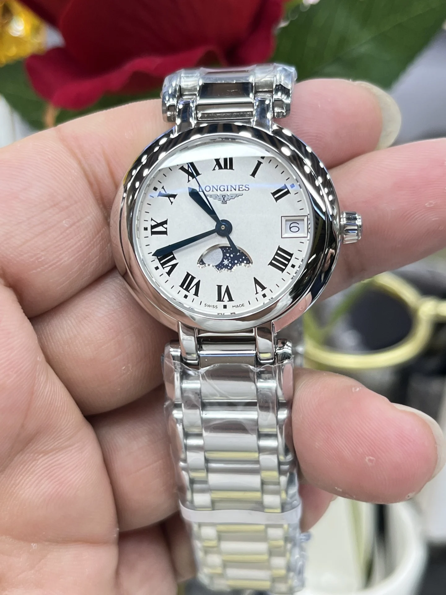 Longines Moon Phase 30.5mm — photographed off the sweep