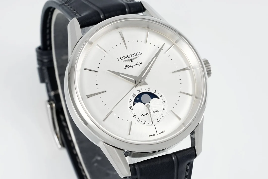 Longines Moon Phase 38.5mm — photographed off the sweep