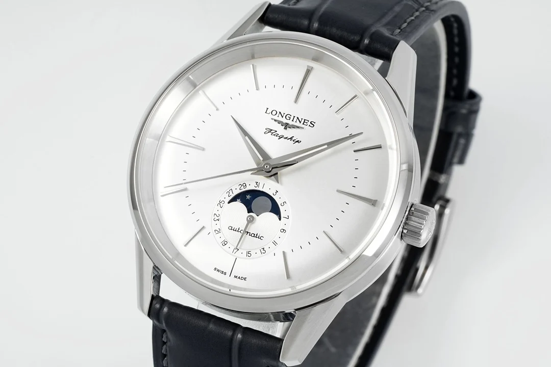 Longines Moon Phase 38.5mm — photographed off the sweep