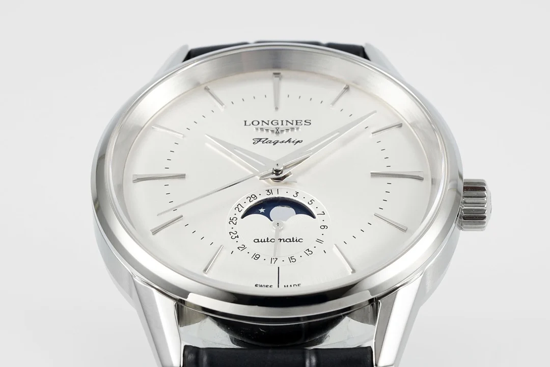 Longines Moon Phase 38.5mm — photographed off the sweep