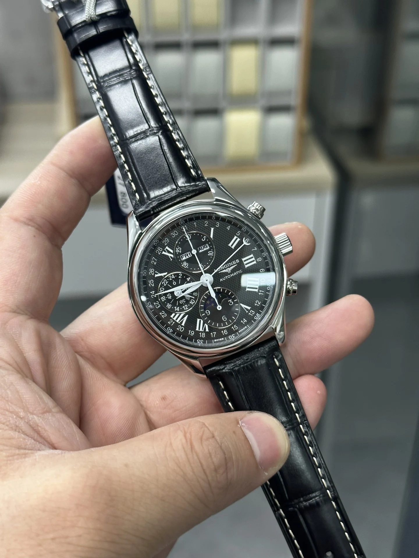 Longines Moon Phase 40mm — photographed off the sweep