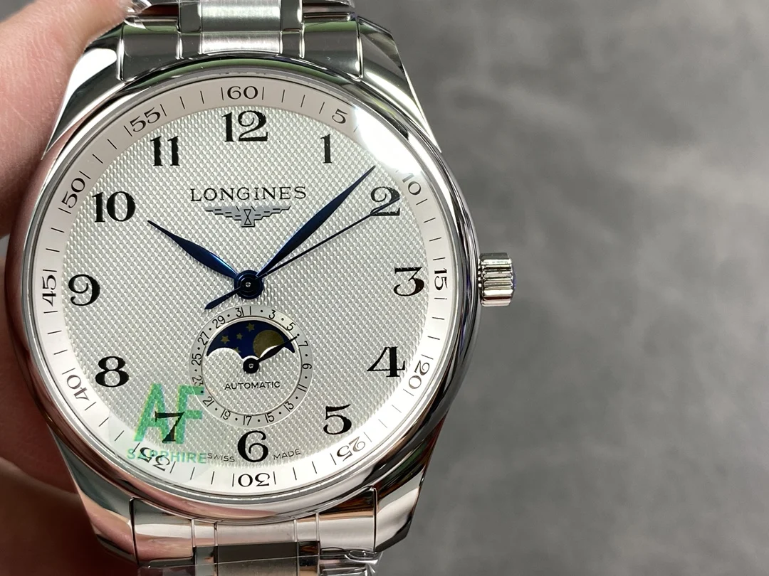 Longines Moon Phase 42mm — photographed off the sweep