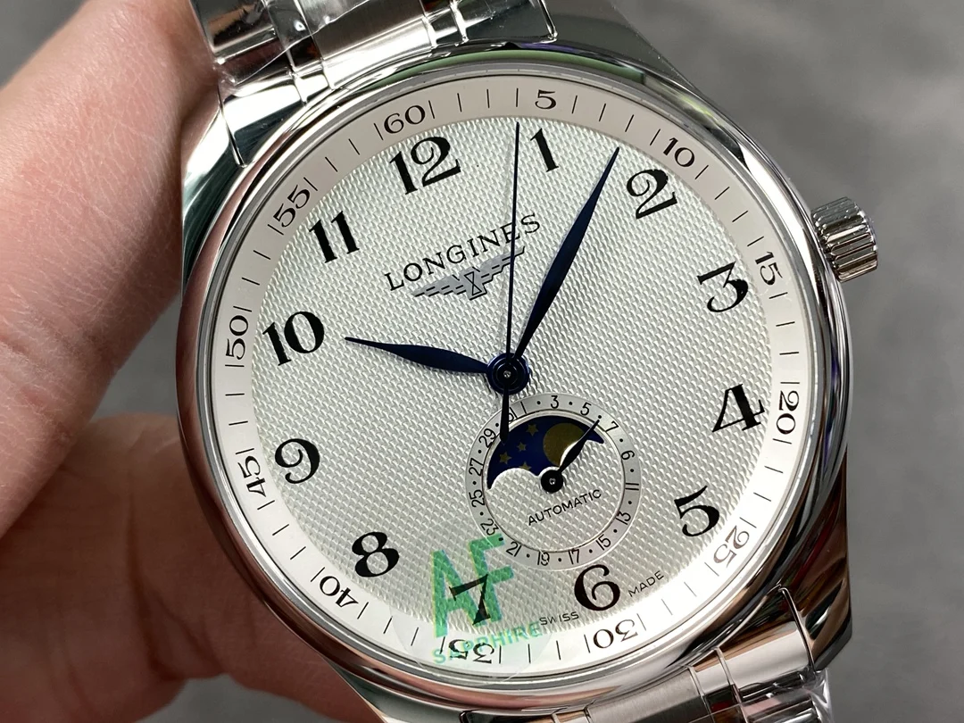 Longines Moon Phase 42mm — photographed off the sweep