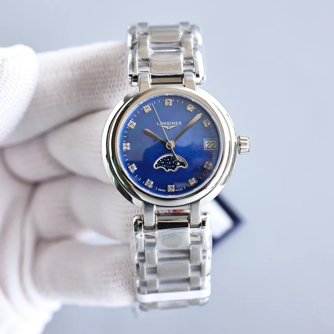 Longines Moon Phase Steel 30.5mm — photographed off the sweep