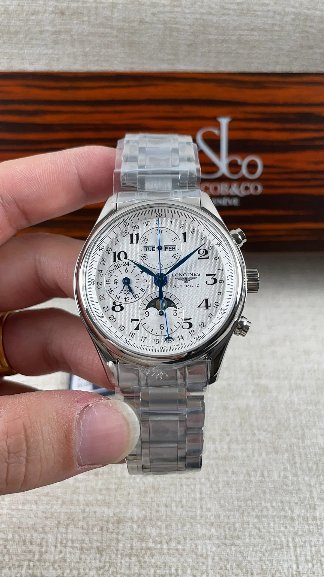 Longines Moon Phase — photographed off the sweep