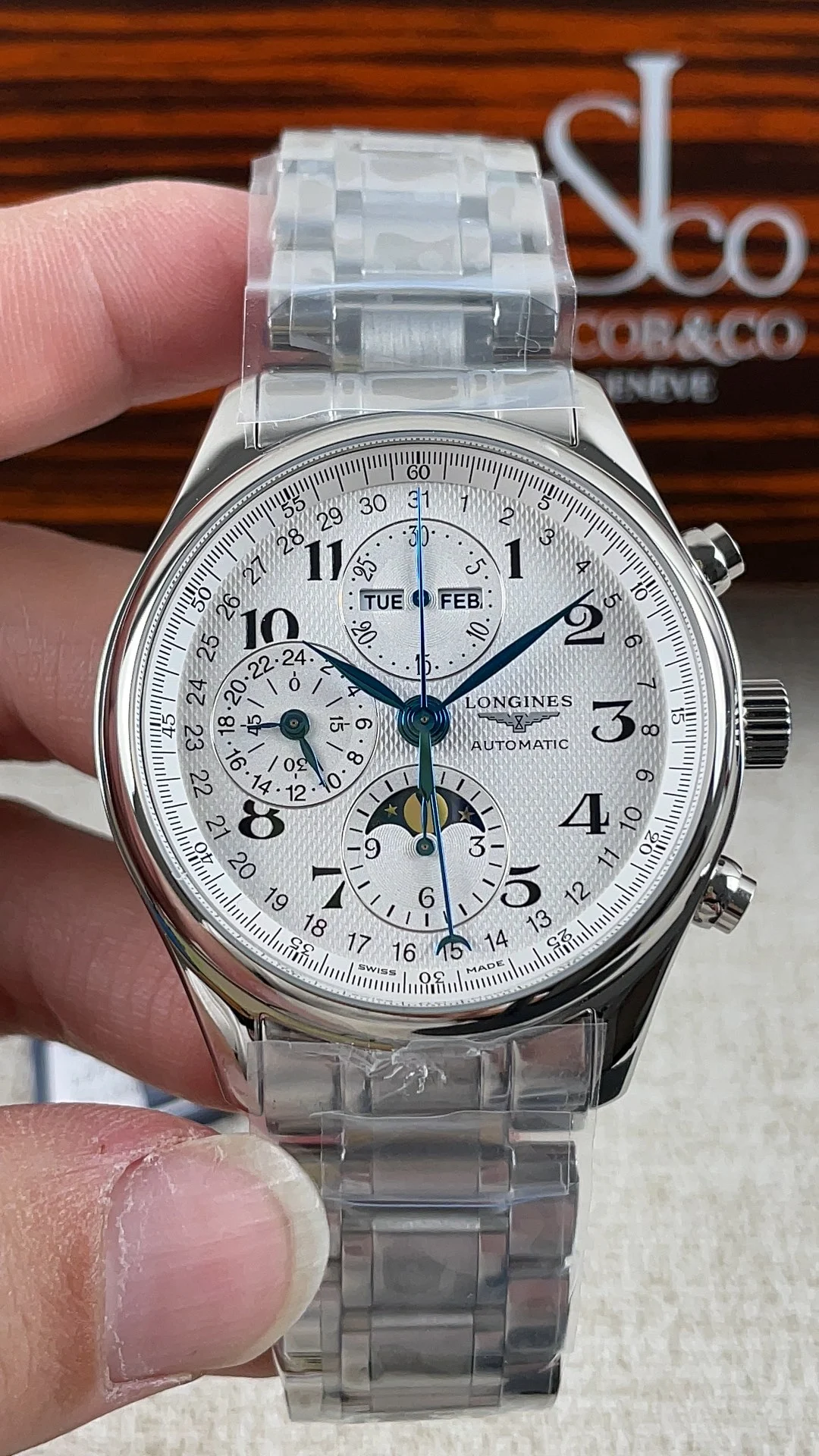 Longines Moon Phase — photographed off the sweep