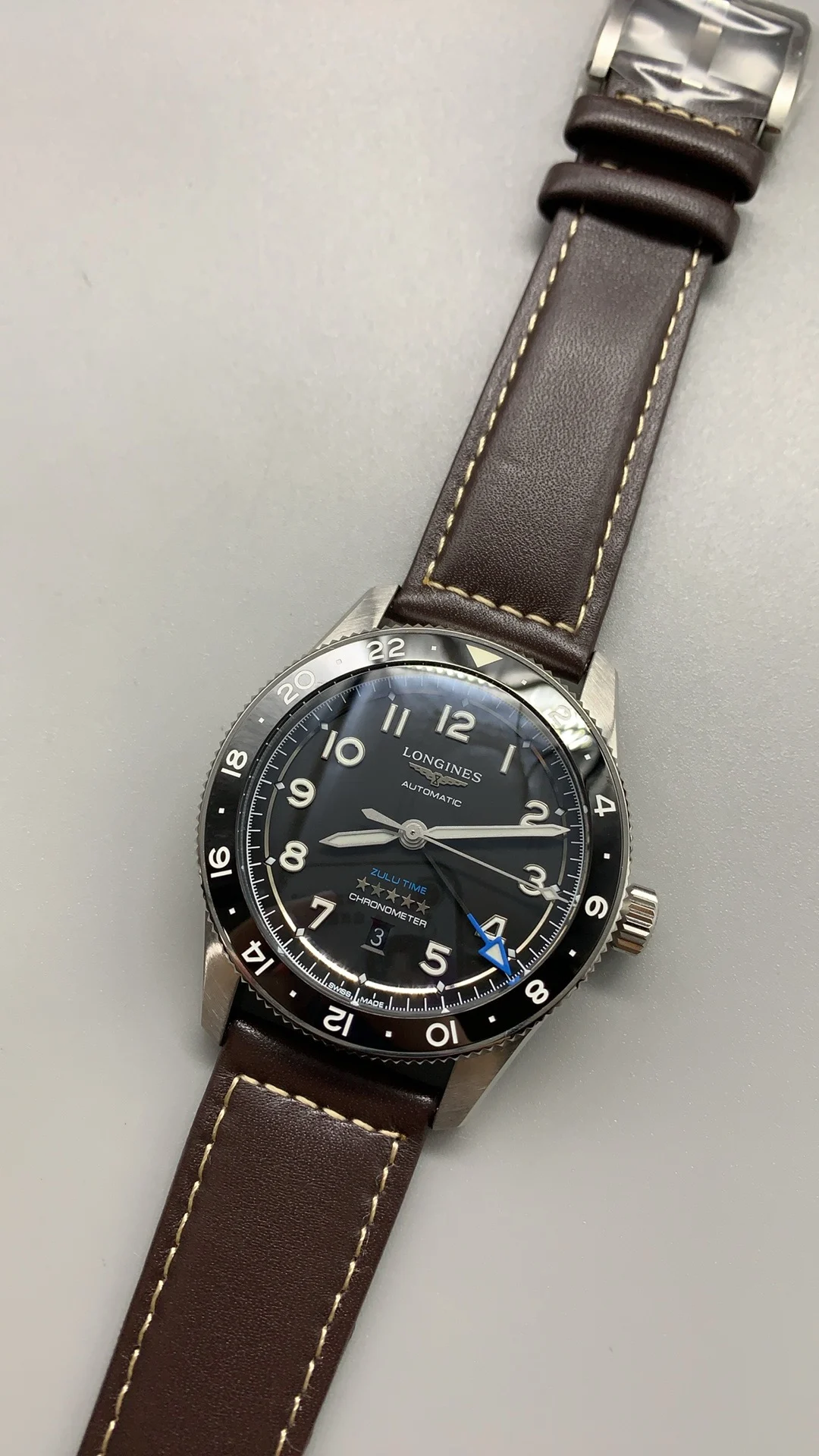Longines Spirit 43mm — photographed off the sweep