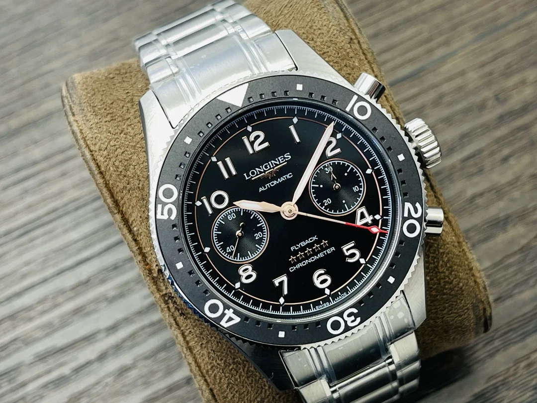 Longines Spirit Ceramic Blue Dial — photographed off the sweep