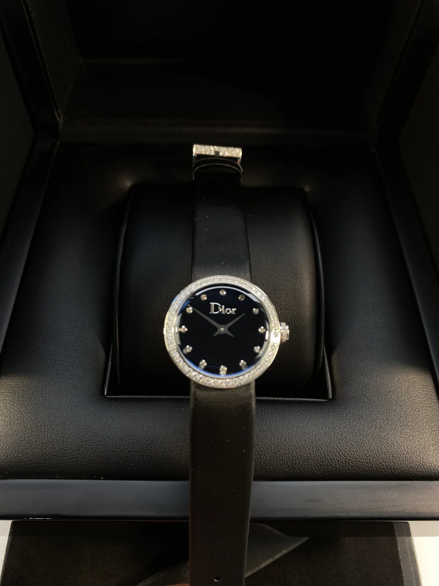 Longines Spirit Steel Black Dial Diamond-Set 25mm — photographed off the sweep