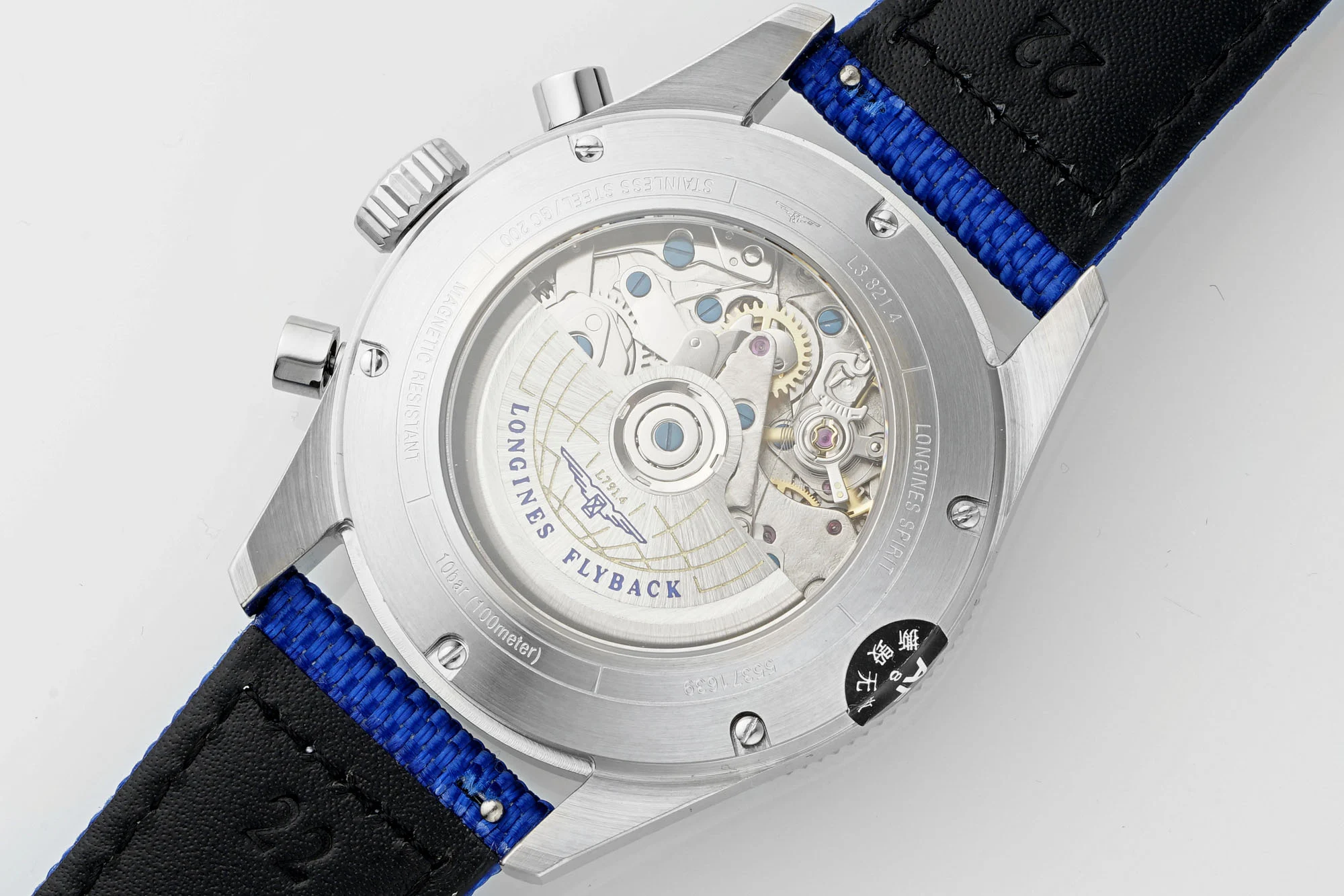 Longines Spirit Steel Blue Dial — photographed off the sweep