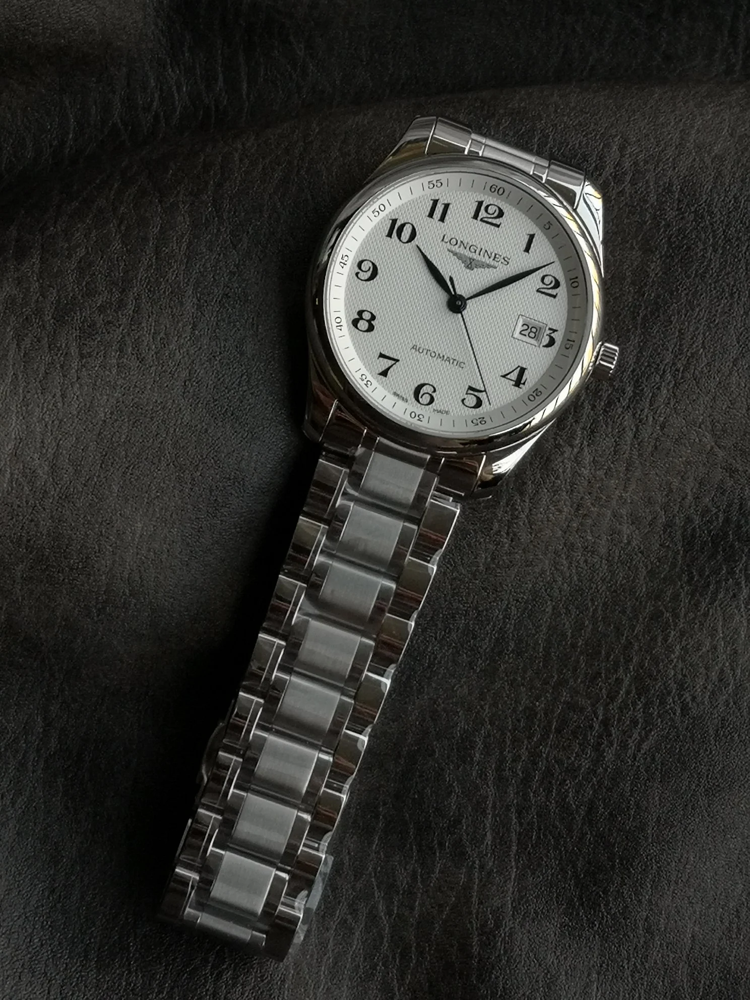Longines Steel Silver Dial — photographed off the sweep