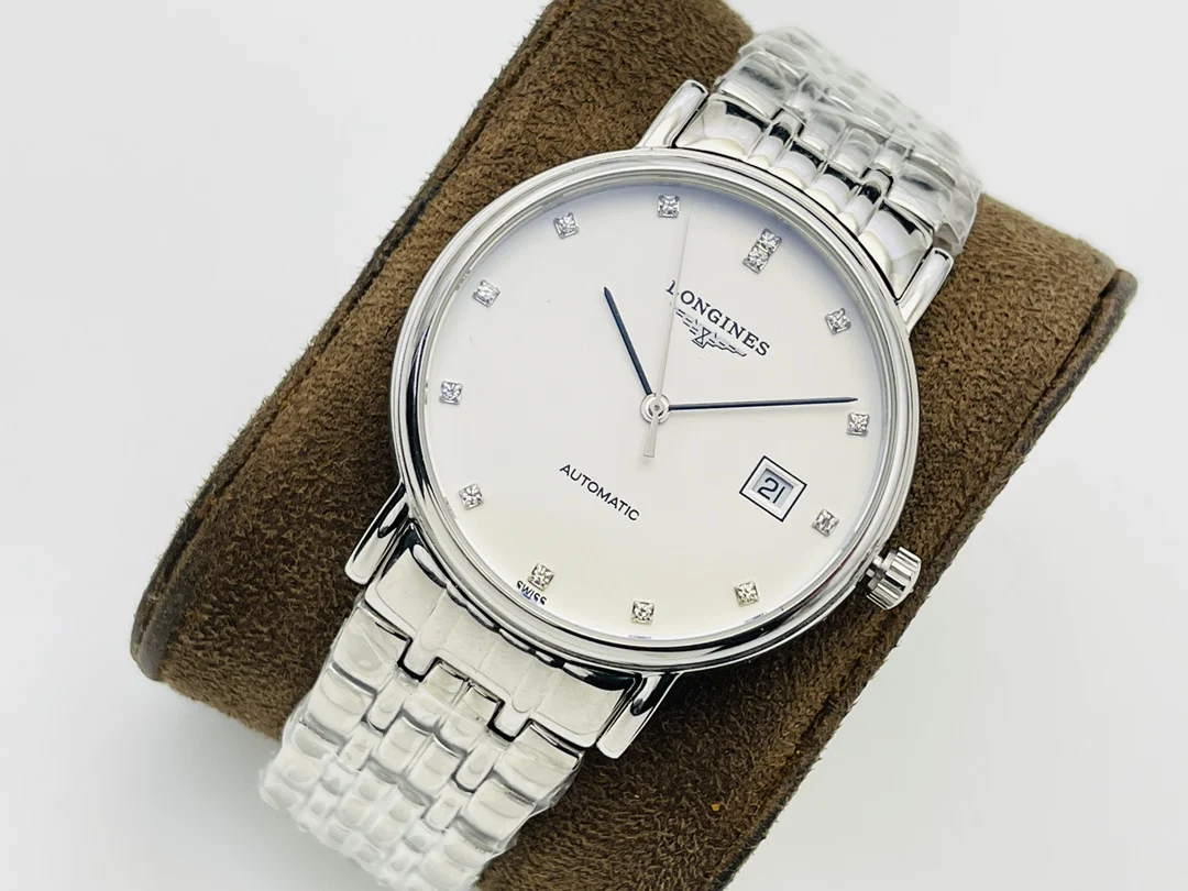 Longines White Gold White Dial 38.5mm — photographed off the sweep