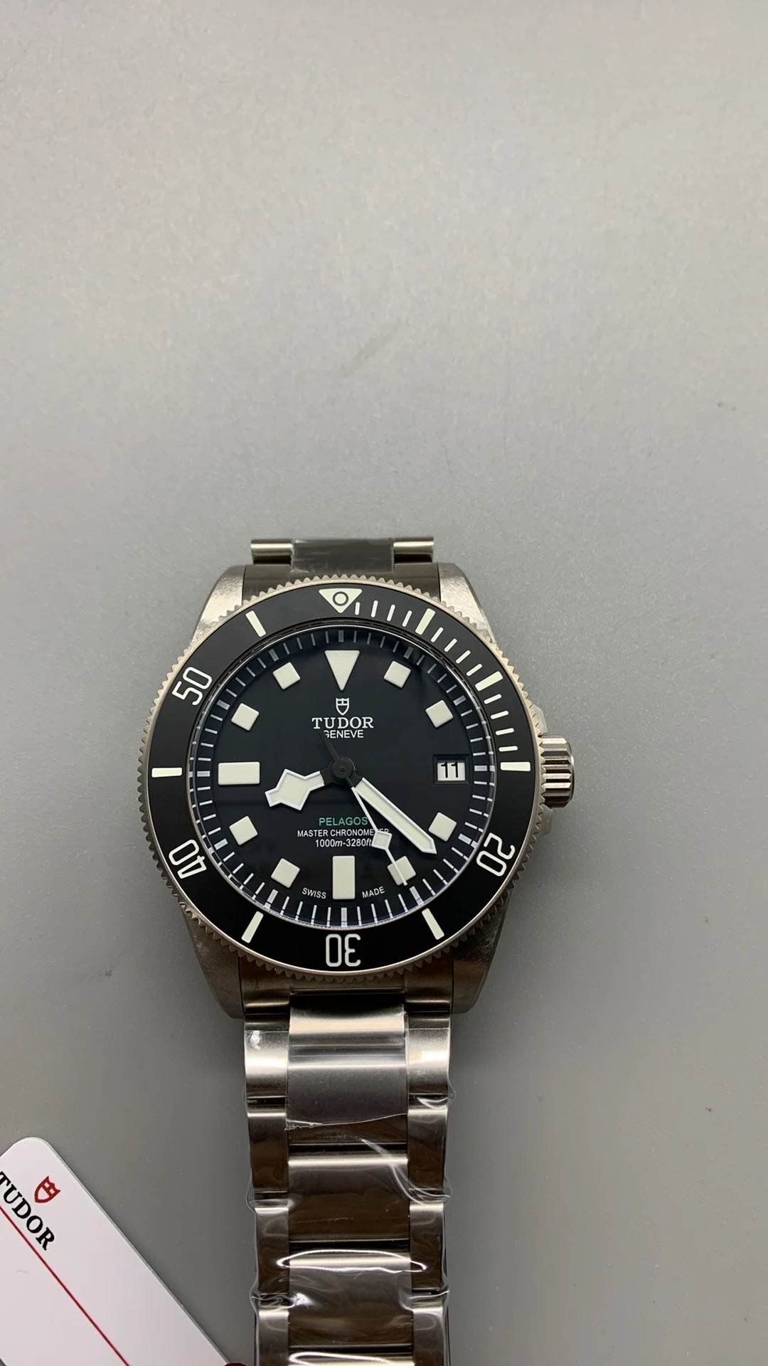 M+F, 43mm, titanium potato, free rubber — photographed off the sweep