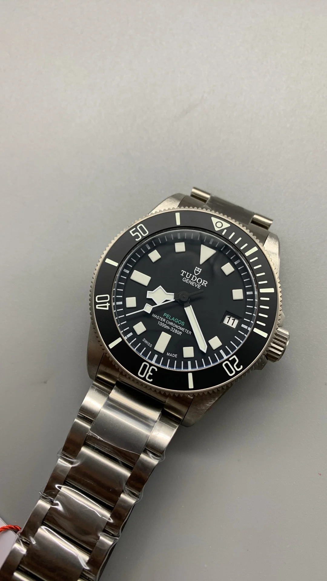 M+F, 43mm, titanium potato, free rubber — photographed off the sweep