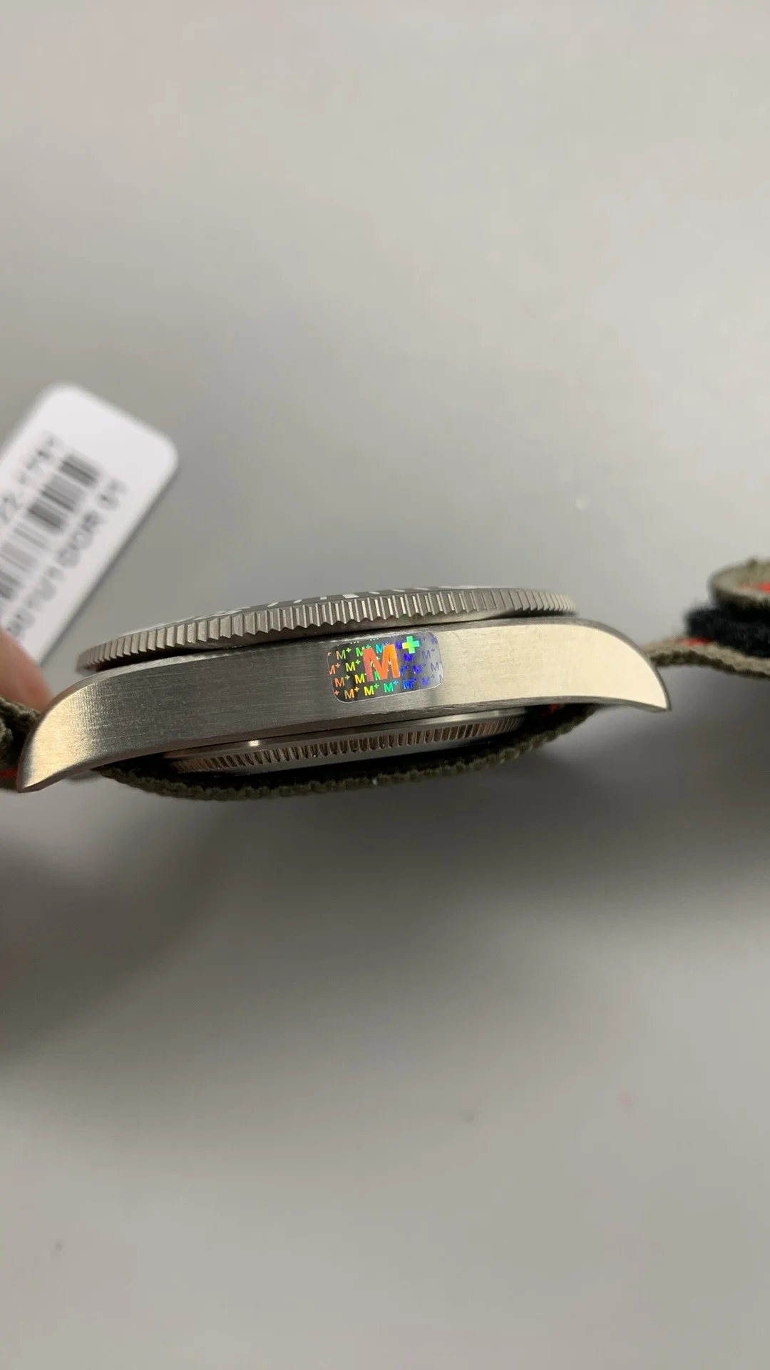 m+f, titanium potato, gibberish, cloth strip — photographed off the sweep